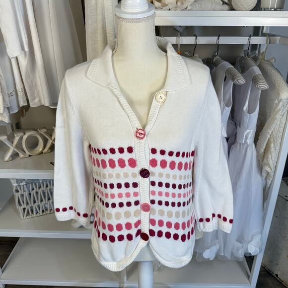 Christopher & Banks Vintage Women's Size S Dot Pattern Button Up Cardigan #3419 - Picture 1 of 7